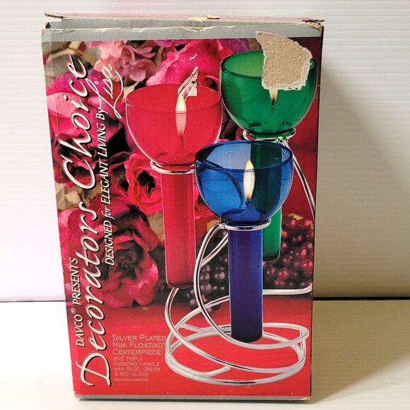 Decorators Choice Silver Plated Mini Floating Centerpiece 8 1/2'' 3 Candles New - Picture 6 of 7